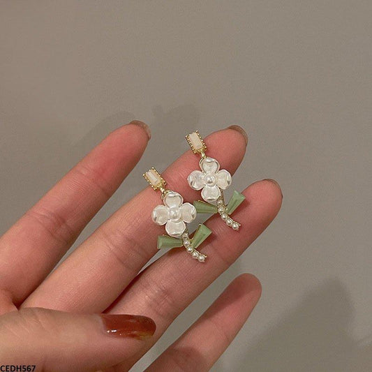Crystal Flower Drop Earrings - CEDH567 HJF