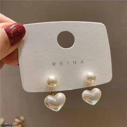 Pearl/Heart Drop Earrings - CEDH523 LSH