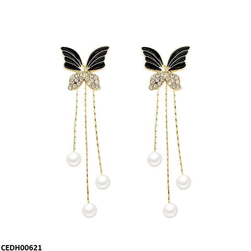 Butterfly/Pearl Drop Earrings - CEDH00621 LSH CEDH