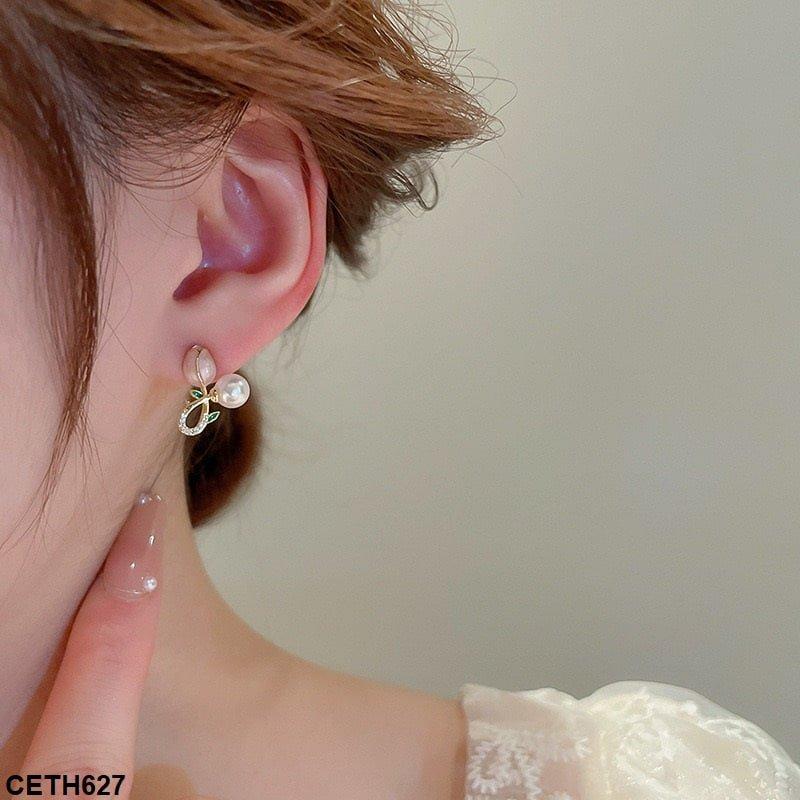 Twisted Rose Stud Earrings - CETH627 LSH