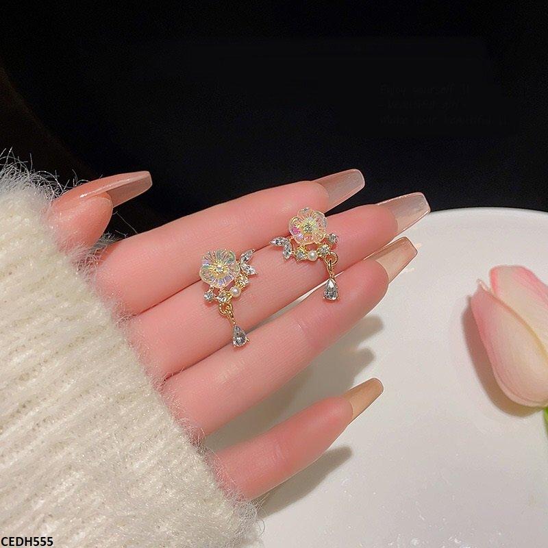 Korean Flower/Tear Drop Earrings - CEDH555 HJF
