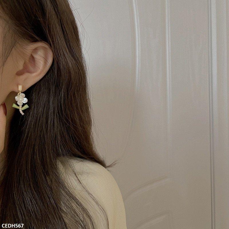 Crystal Flower Drop Earrings - CEDH567 HJF