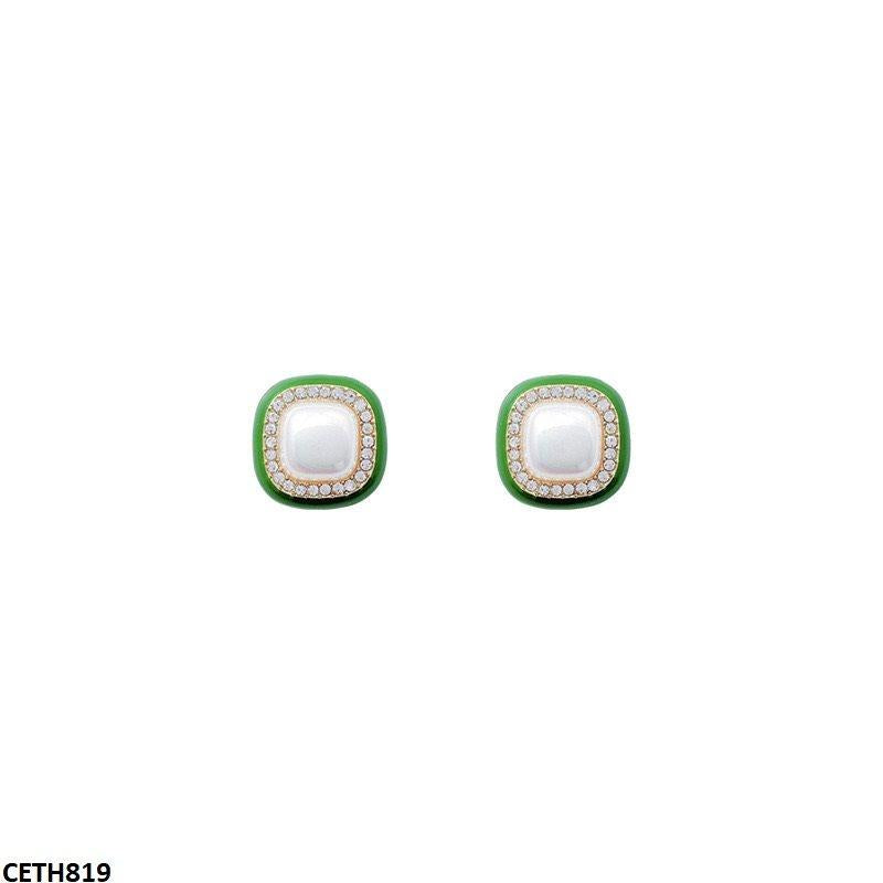 Emerald Square Pearl Earrings/Tops - CETH819 SIQ