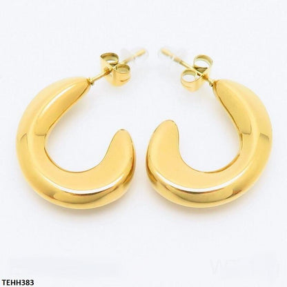 C Shape Earrings Hoops Pair - TEHH383 YYE