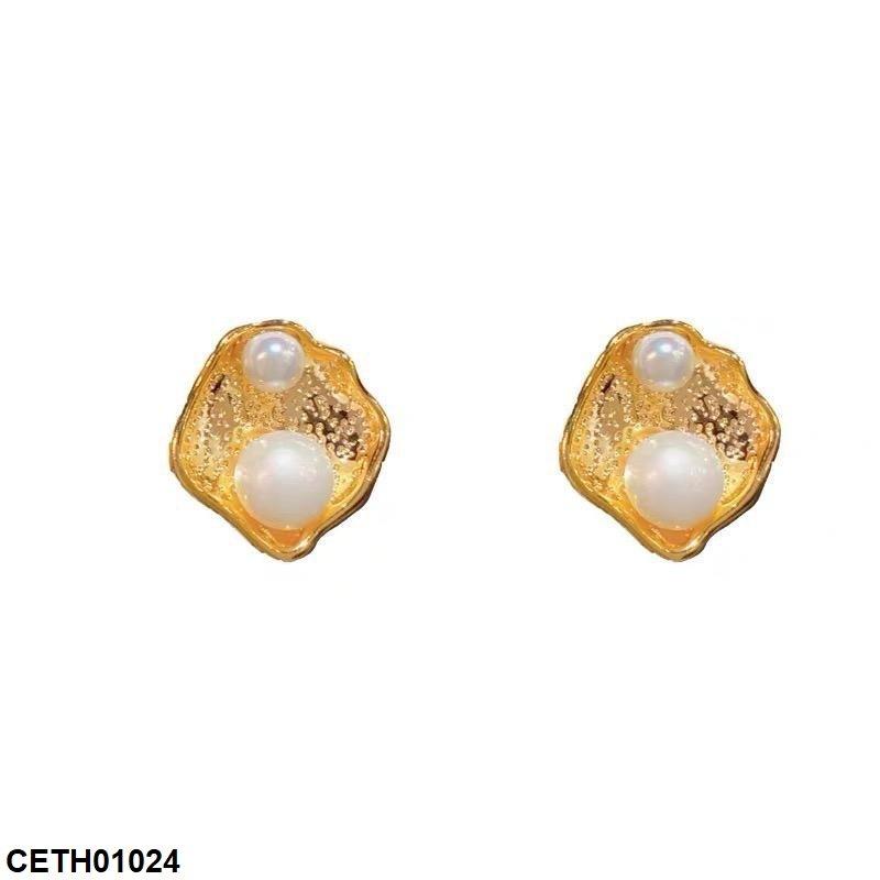 Large Pearl Stud Earrings Pair - CETH01004 ZHL