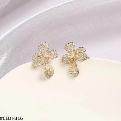 Flower Teardrop Earrings Pair - CEDH316 ZHL
