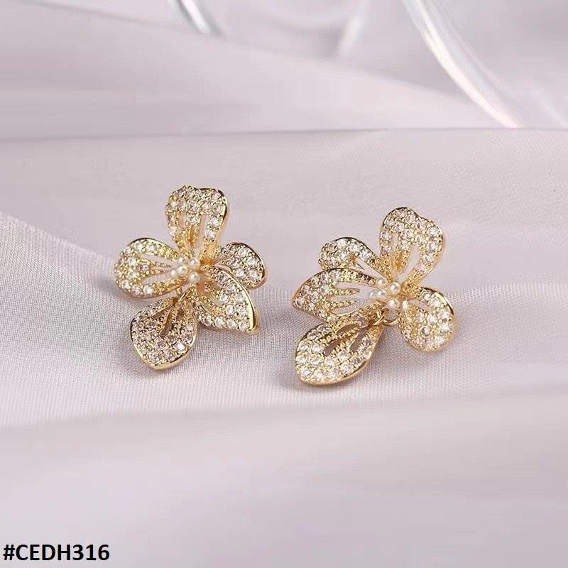 Flower Teardrop Earrings Pair - CEDH316 ZHL