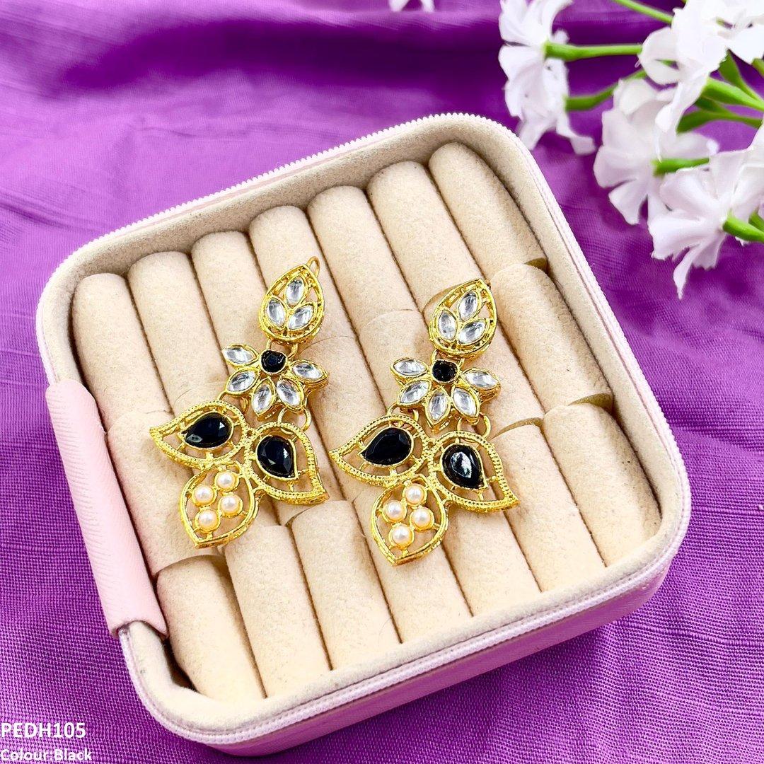 Double Eye Stone Drop Earrings - PEDH105 FRN