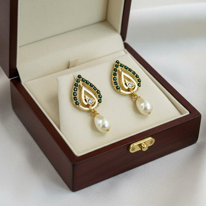 Ferozi Tear Pearl Drop Earrings - PEDH00140 SDQ