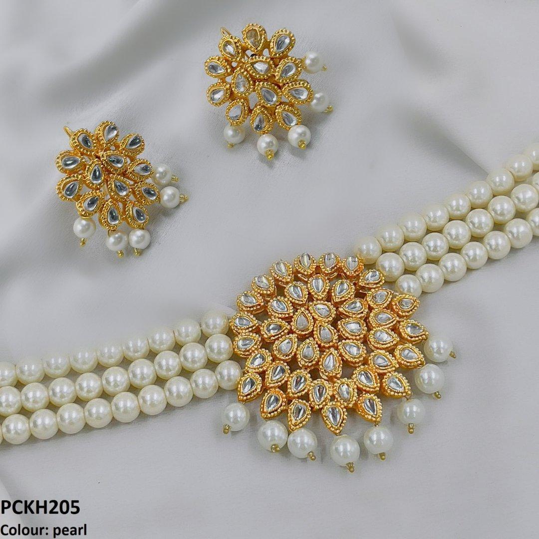 Golden Tear Pearl Choker Set - PCKH205 FRN